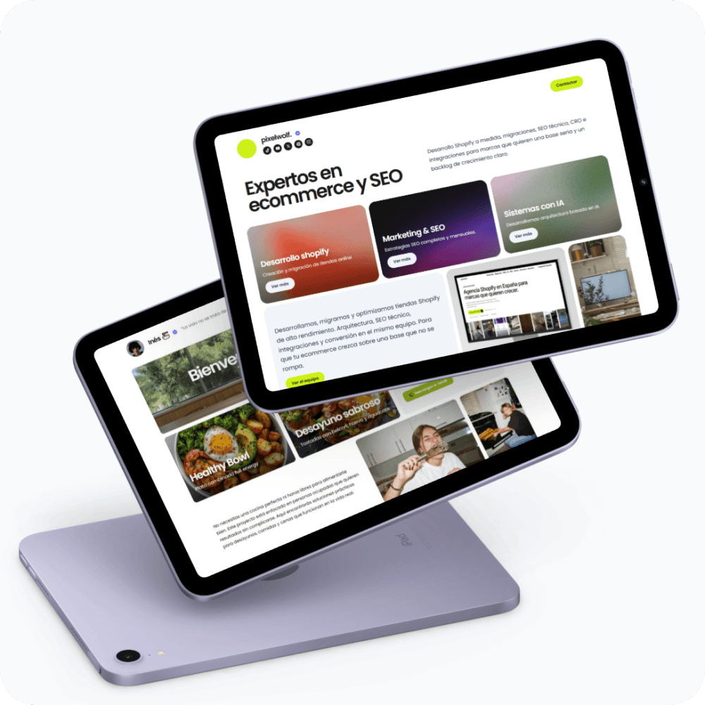 Contenido organizado en enlaces clicables