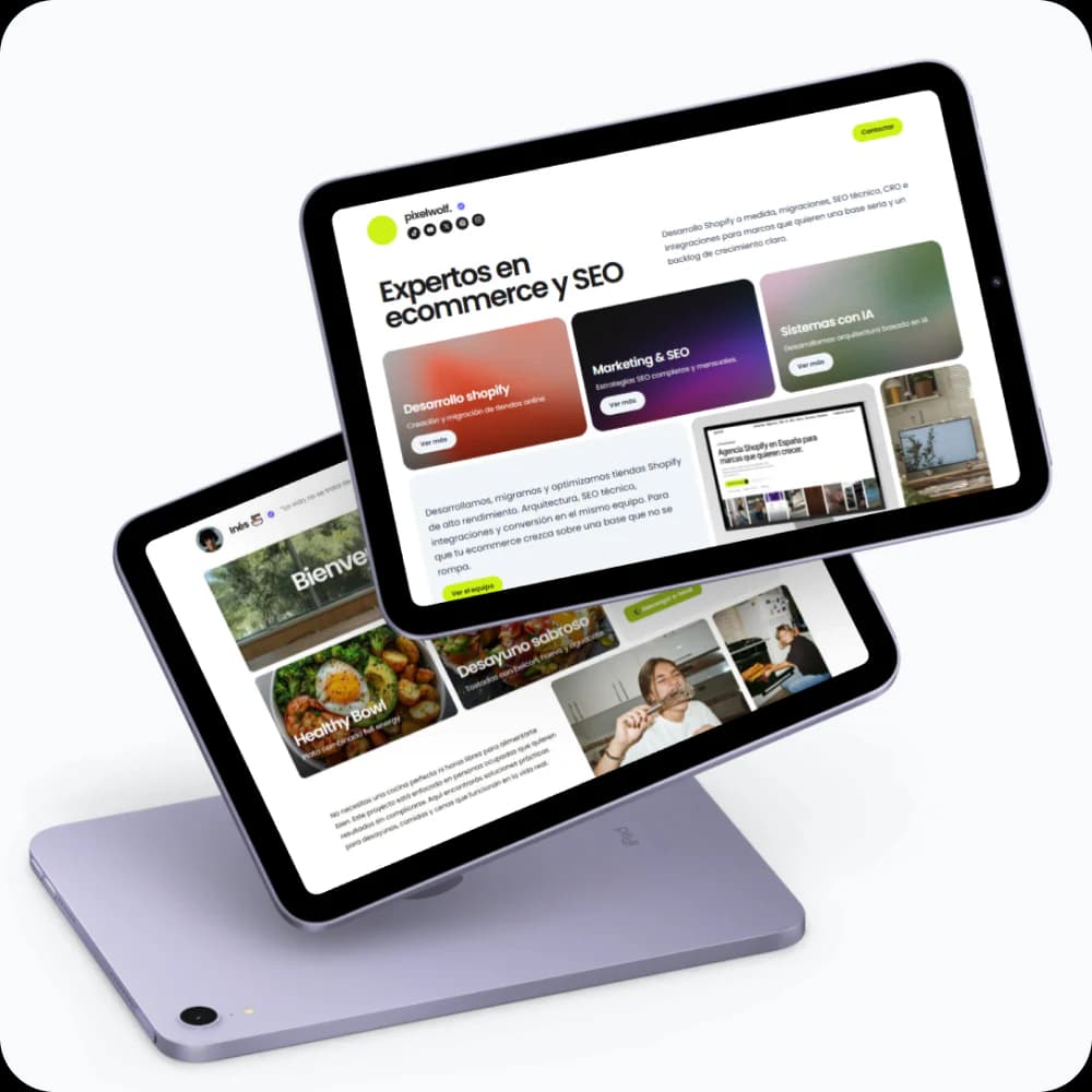 Contenido organizado en enlaces clicables
