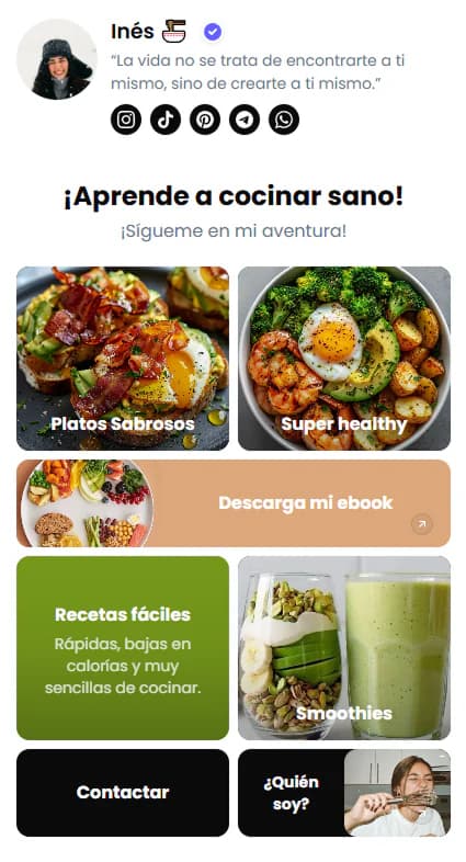 Vista móvil de un perfil creado en Beetter