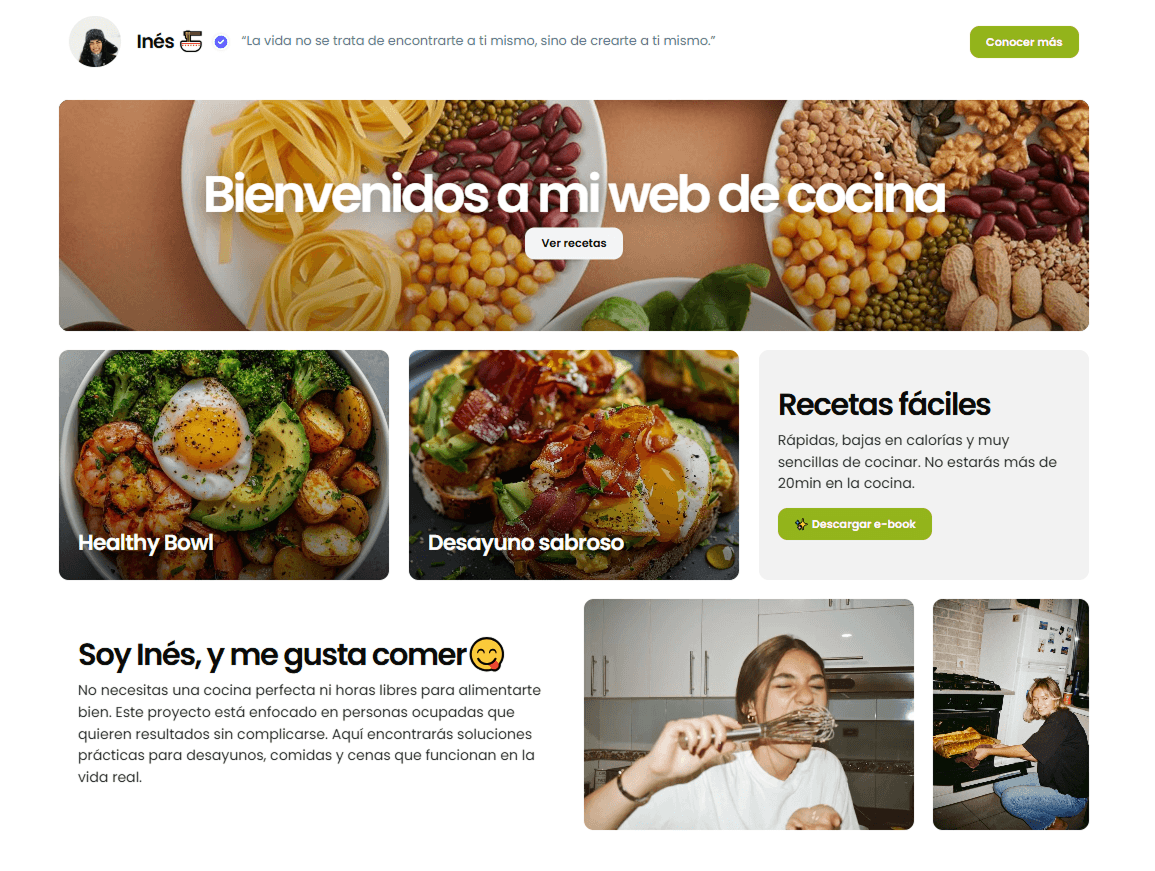 Vista desktop de una mini landing creada en Beetter